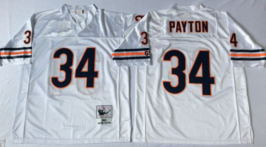 Men NFL Chicago Bears #34 Payton white style2 Mitchell Ness jerseys->chicago bears->NFL Jersey